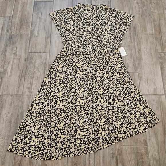 Eloquii Black and Yellow Floral Midi Dress - Picture 2 of 9